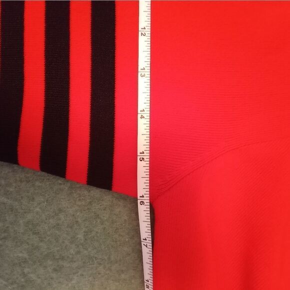 NWT FINITY M Red/Black Striped Cardigan One Button Long Sleeve Knit Open - Picture 7 of 11